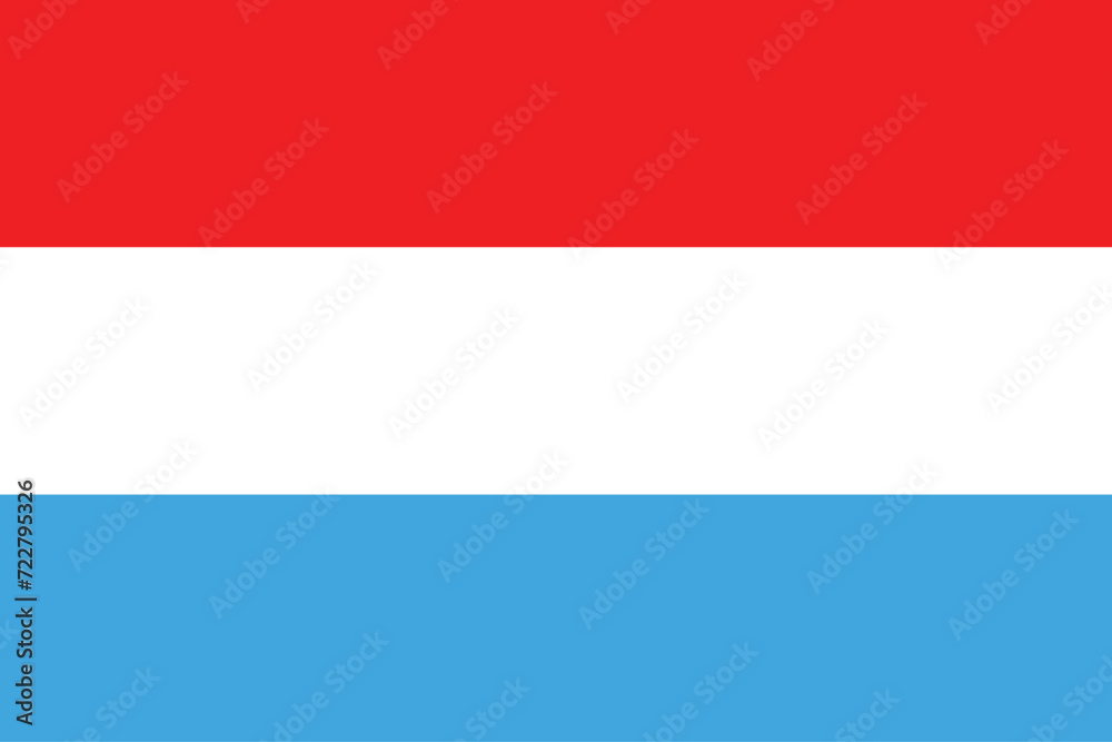 Flags of Luxembourg. Flat element design. National Flag. White isolated background  - obrazy, fototapety, plakaty 