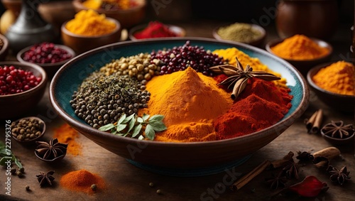 "Spice Medley in Small Bowls: A Captivating Image