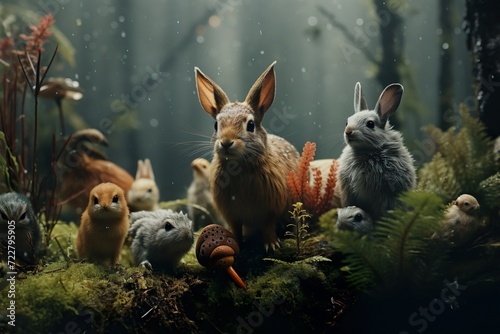 cute rabbit in the forest generative ai