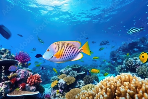 Underwater world with colorful fish