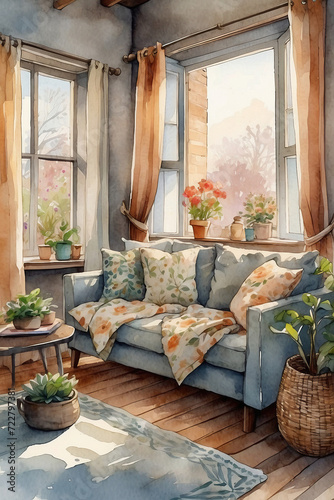 Dreamy Interiors a Watercolor Journey through Cozy Spaces