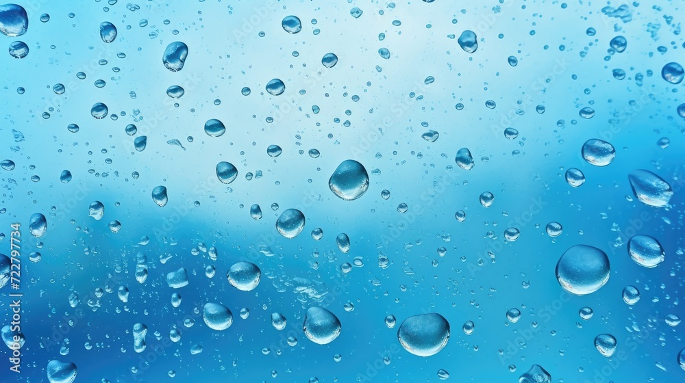 Water drops on a blue background texture, adding depth and intrigue, Ai Generated.