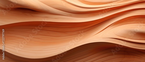 Detailed and captivating, an abstract closeup of organic brown wooden waving waves on a textured wall, Ai Generated.