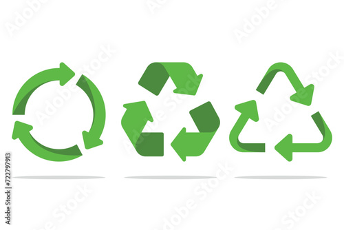 Green set of recycled signs