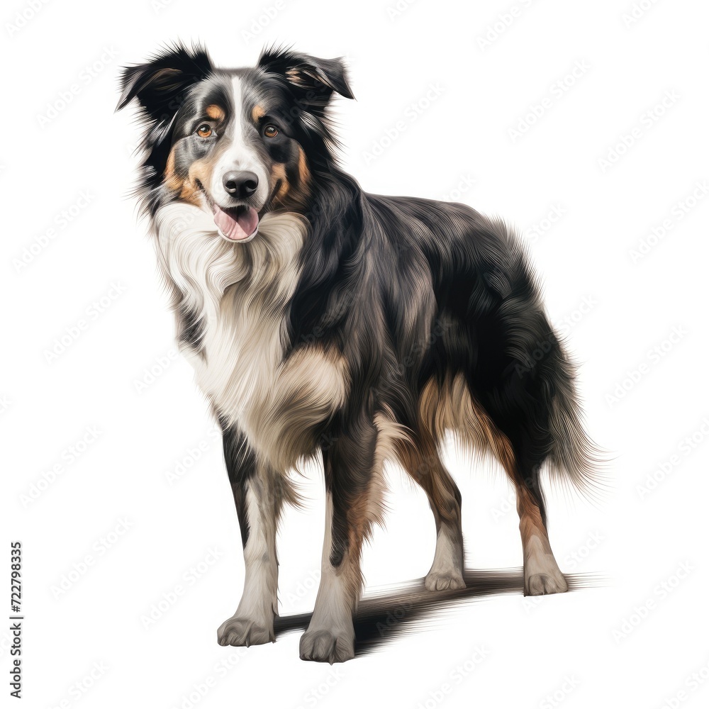 A dog in full view, distinct and vivid against a white backdrop, Ai Generated