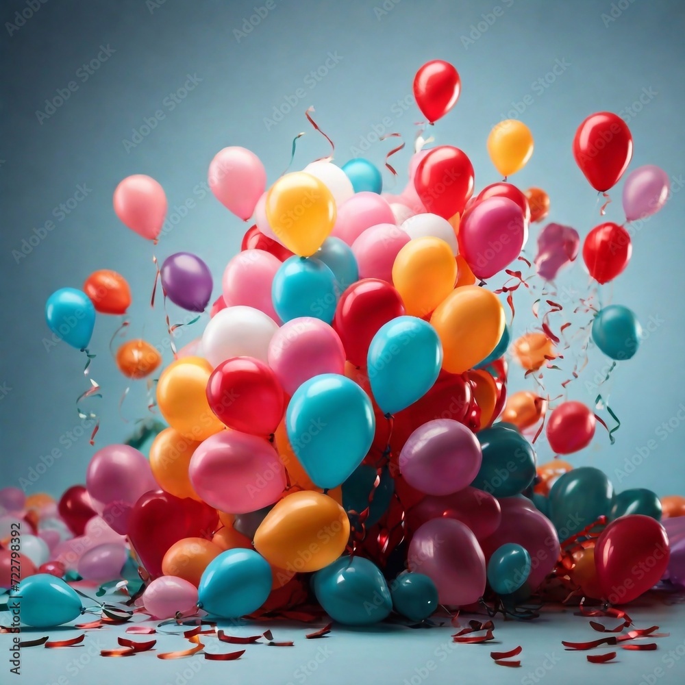 holiday balloons at the top of the picture on an isolated background