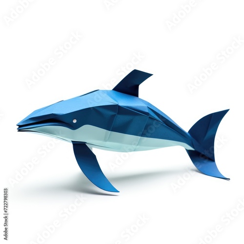 Colorful Origami whale, Unique Paper Polygon Artwork, Ideal Pet Concept, Ai Generated