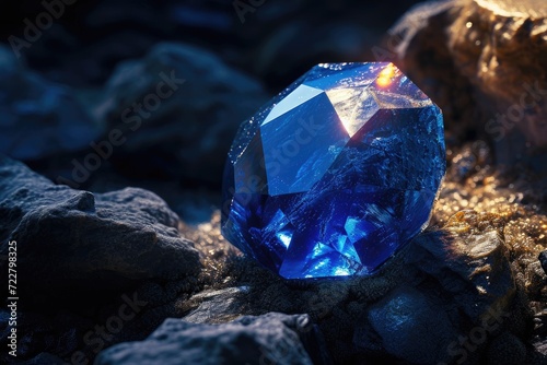 Explore the allure of the magical sapphire, a radiant blue gemstone. Ai Generated.
