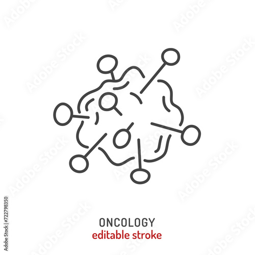 Molecular oncology linear pictogram. Branch of medicine symbol.