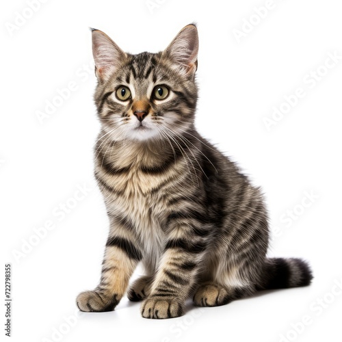 An elegant cat stands out distinctly on a crisp white backdrop, Ai Generated © Crazy Juke