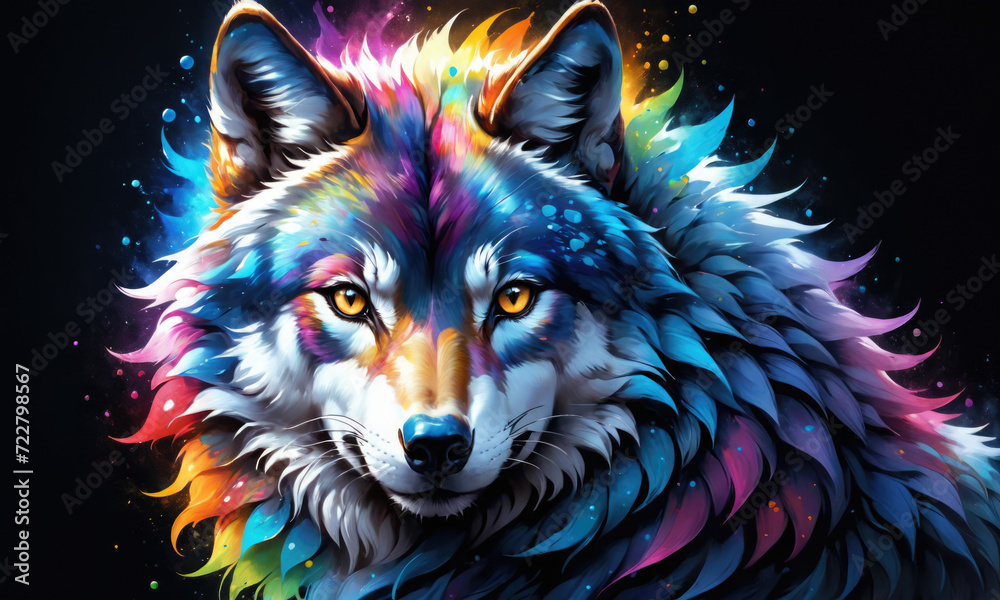 Fantasy Illustration of a wild animal wolf. Digital art style wallpaper background. Fantasy Illustration of a wild animal wolf. Digital art style wallpaper background.