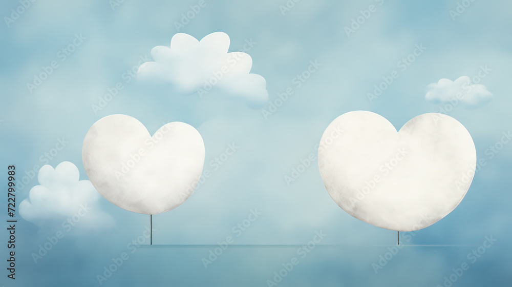 Whimsical Minimalist Love Clouds Delicate Sky Harmony Background Ai Generative
