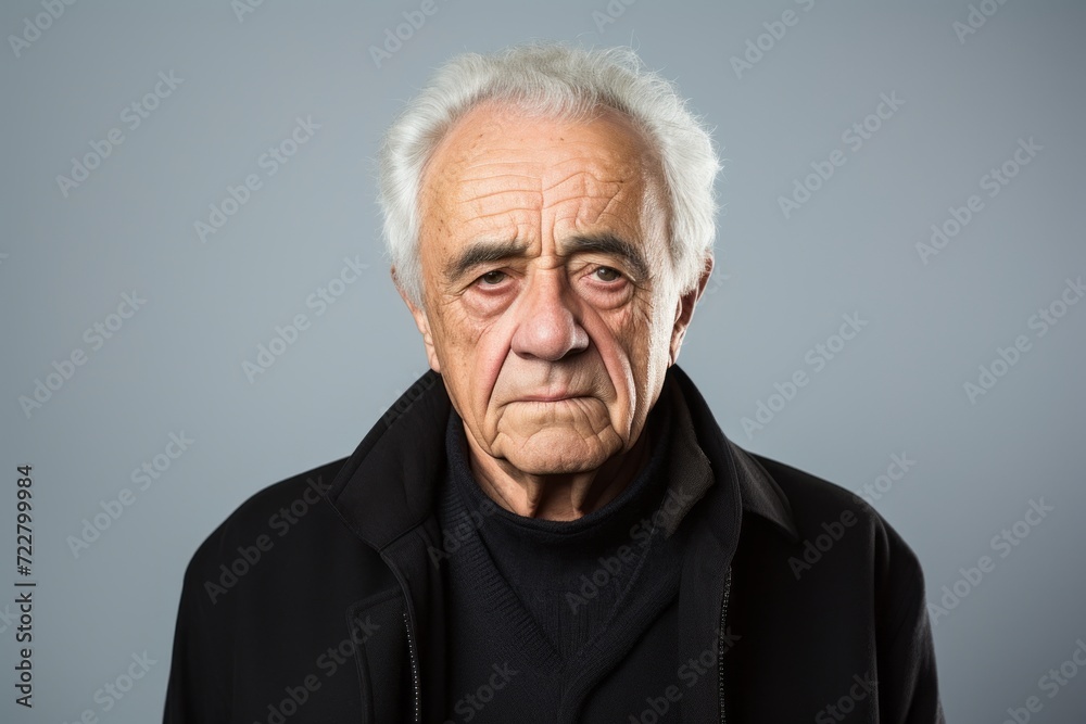 Portrait of an old man with a sad expression over gray background Portrait of an old man with a sad expression over gray background