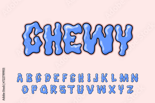 Alphabet Chewy Font Typeset Cartoon Vector