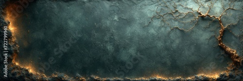 Plate with Branches in the Style of Dark Cyan and Gold - Hyperrealistic Fantasy layered Venee in Industrial Texture Columns and Totems Background Style created with Generative AI Technology photo