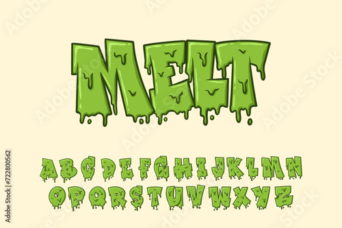 Alphabet Graffiti Fat Melt Typeset Cartoon Vector