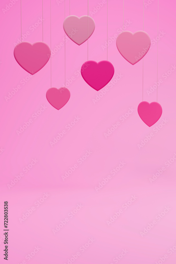 Various heart shapes to convey love with your heart for a happy Valentine's Day. 3d rendering.