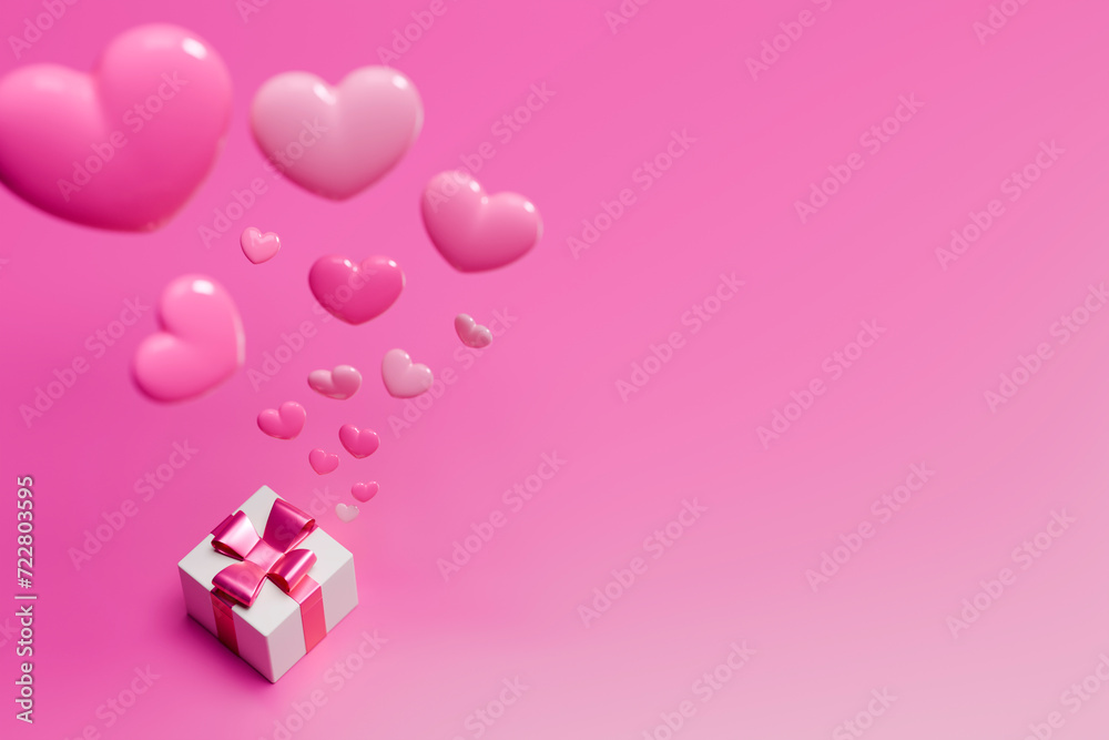 Various heart shapes to convey love with your heart for a happy Valentine's Day. 3d rendering.