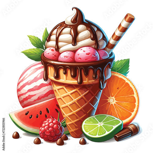 Dive into a world of frosty sweetness with our collection of  Ice Cream Cone Vectors & Illustrations!