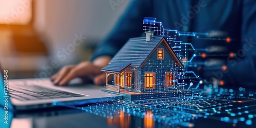 Investor is seen alongside a model house, epitomizing the forward-thinking approach to real estate ventures and the transformative influence of AI in the industry