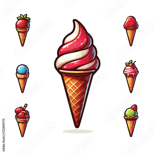 Dive into a world of frosty sweetness with our collection of  Ice Cream Cone Vectors & Illustrations!