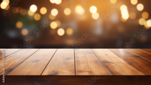 beautiful wooden table surface in luxury blur background