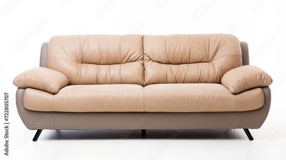 Fototapeta premium beige sofa isolated on white background