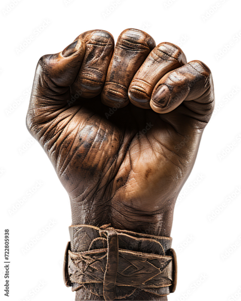 portrait of upraised and clenched hands isolated on transparent background, generative ai portrait of upraised and clenched hands isolated on transparent background, generative ai