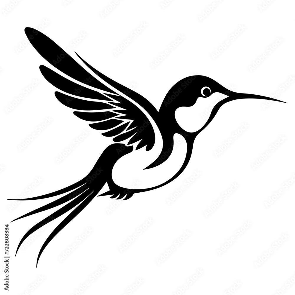 Fototapeta premium hummingbird icon illustration, hummingbird silhouette logo svg vector
