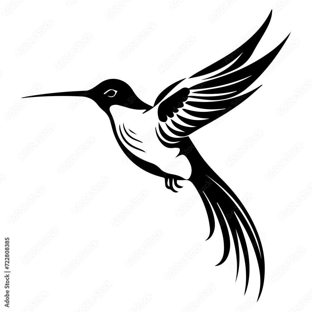 Fototapeta premium hummingbird icon illustration, hummingbird silhouette logo svg vector