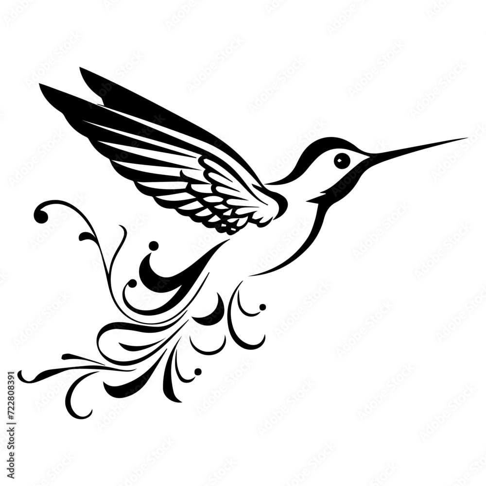 Obraz premium hummingbird icon illustration, hummingbird silhouette logo svg vector
