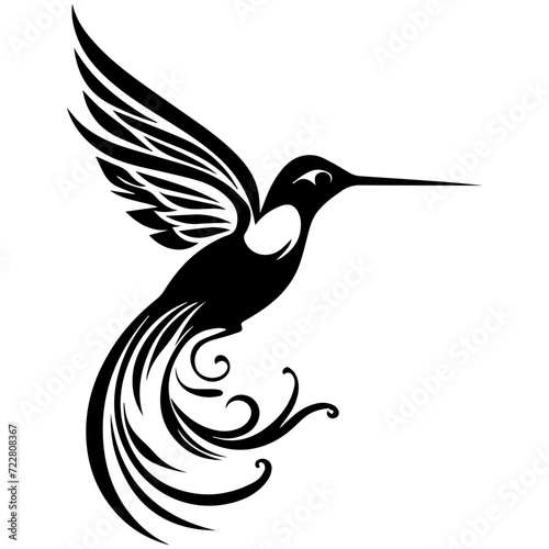 hummingbird icon illustration, hummingbird silhouette logo svg vector
