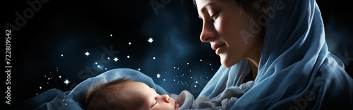 Abstract concept Virgin Mary and infant Jesus in her arms photo