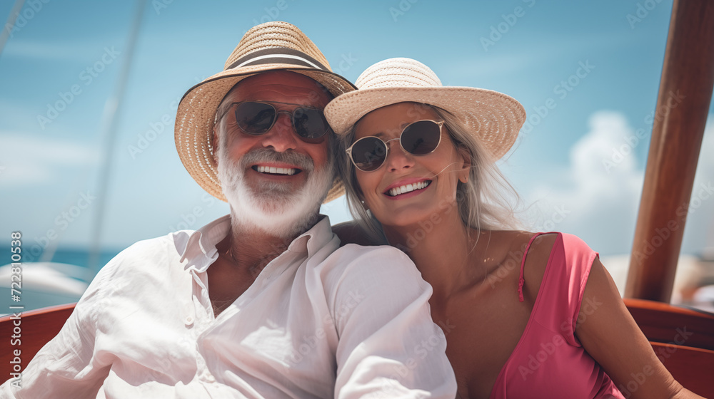 Unforgettable Moments: Happy Elderly Couple Enjoying Vacation. AI Generative.
