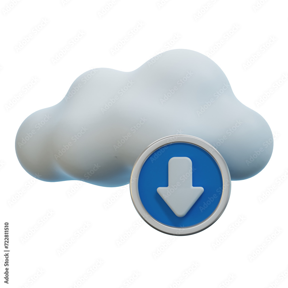 Obraz premium download data from cloud server 3d illustration