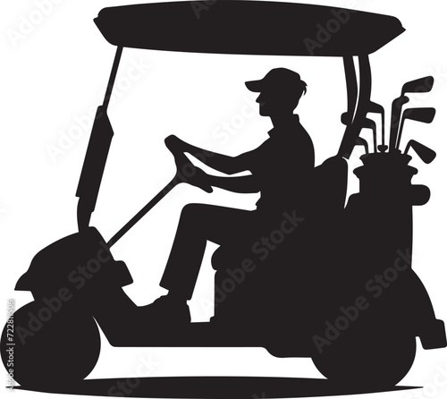  Silhouettes of Golf Cart, Golfer riding Golf Cart