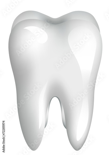 Realistic 3d clean white tooth isolated on transparent background. Png illustration. 