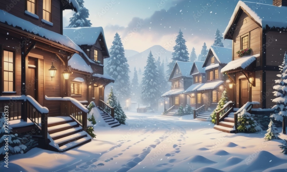 a realistic snowfall background, capturing the enchanting beauty of gently falling snowflakes by ai generated