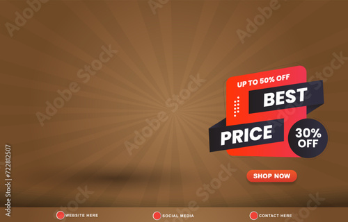 best sale discount template banner with copy space for product sale with abstract gradient brown background design