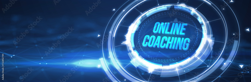 Obraz premium Business, Technology, Internet and network concept. Coaching mentoring education business training development E-learning concept. 3d illustration