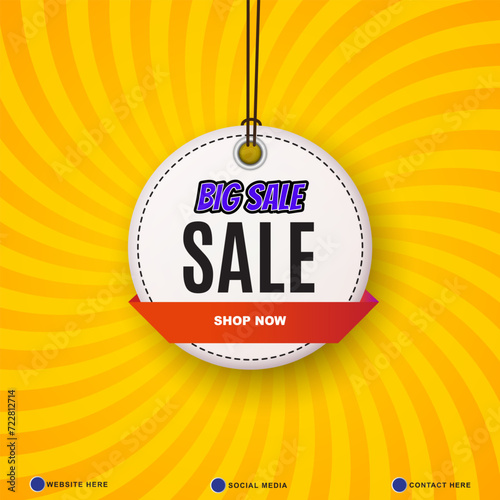 big sale discount template banner with copy space for product sale with abstract gradient orange and yellow background design