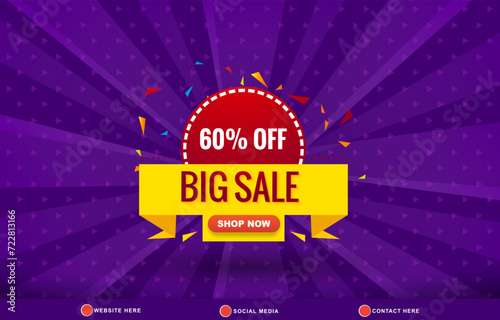 big sale discount template banner with copy space for product sale with abstract gradient blue background design