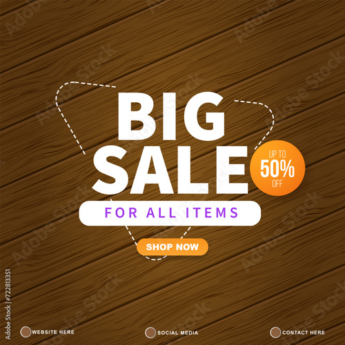 big sale discount template banner with copy space for product sale with abstract gradient brown and yellow background design
