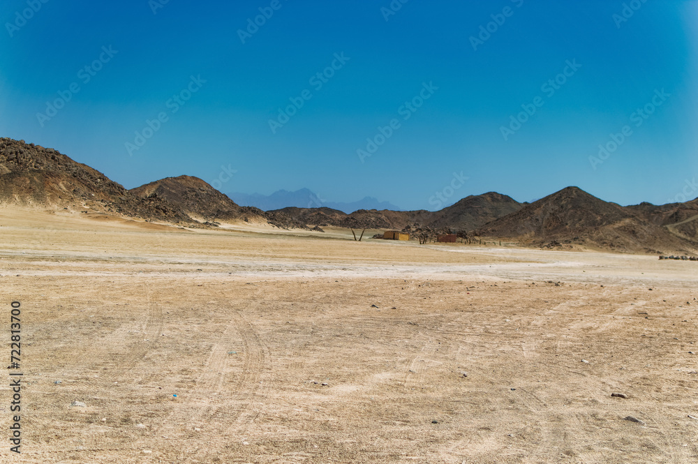 Daily scene from Egyptian desert during hot sunny day.