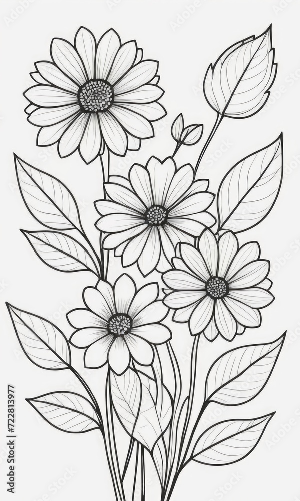 flowers with leaves coloring pages flowers with leaves coloring pages