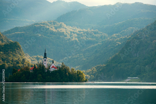 Famous alpine Bled lake (Blejsko jezero) in Slovenia photo