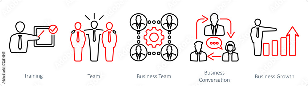 A set of 5 mix icons as training, team, business team A set of 5 mix icons as training, team, business team