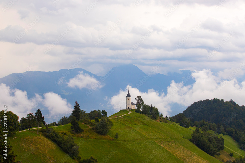 Jamnik, Slovenia - Magical foggy summer day at Jamnik St.Primoz church.