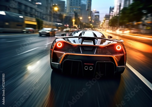 sports cars speeding down the street