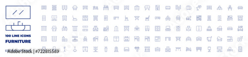 100 icons Furniture collection. Thin line icon. Editable stroke. Furniture icons for web and mobile app. © Spaceicon